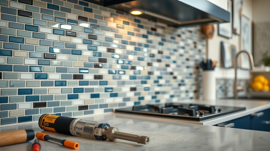 Stylish Myrtle Beach kitchen backsplash being installed, demonstrating affordable kitchen remodeling upgrades beyond cabinets.