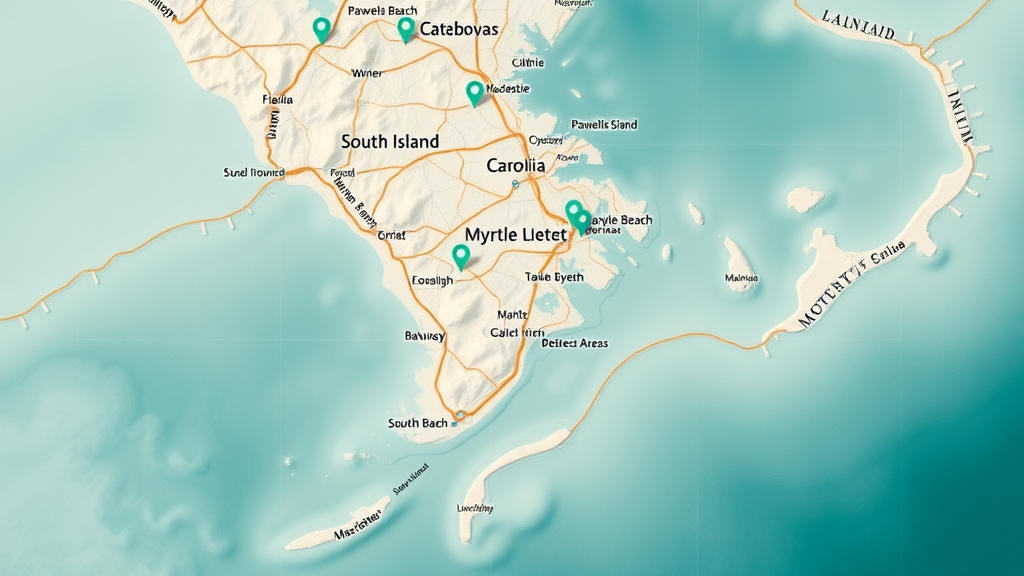 Detailed map of Pawleys Island, Myrtle Beach, and Murrells Inlet for interior painting services