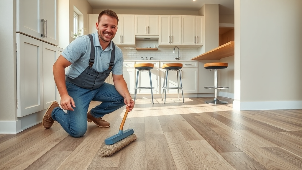 freshly installed vinyl plank flooring in a Surfside Beach SC kitchen update