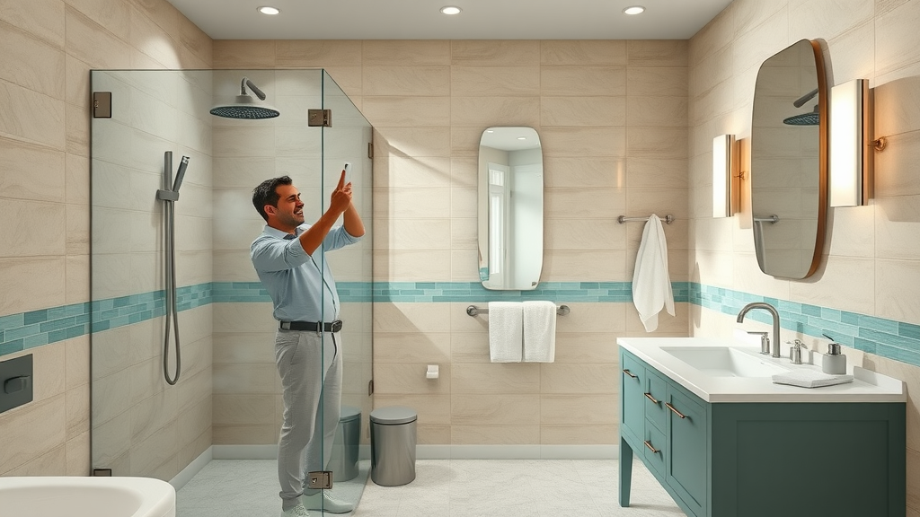 Elegant newly renovated Surfside Beach bathroom with walk-in shower and modern vanity, boasting coastal luxury from small remodeling projects
