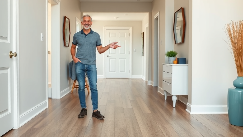 happy customer on new luxury vinyl plank floor, best vinyl flooring installers pawleys island sc