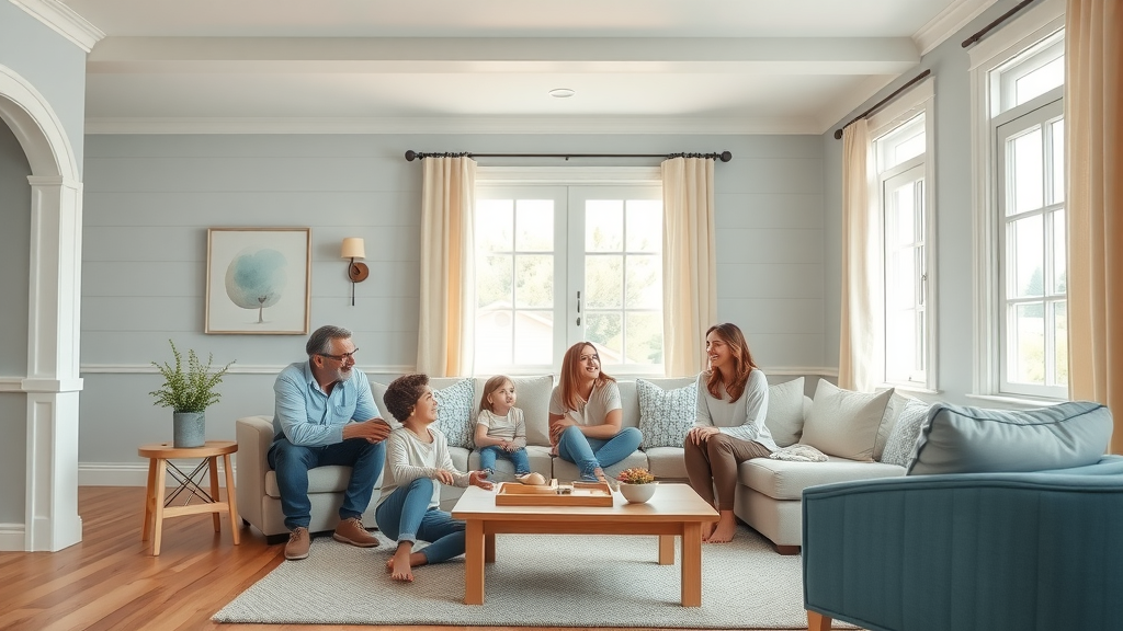 Inviting family living room with newly painted coastal decor and sunlight, interior painting in pawleys island sc