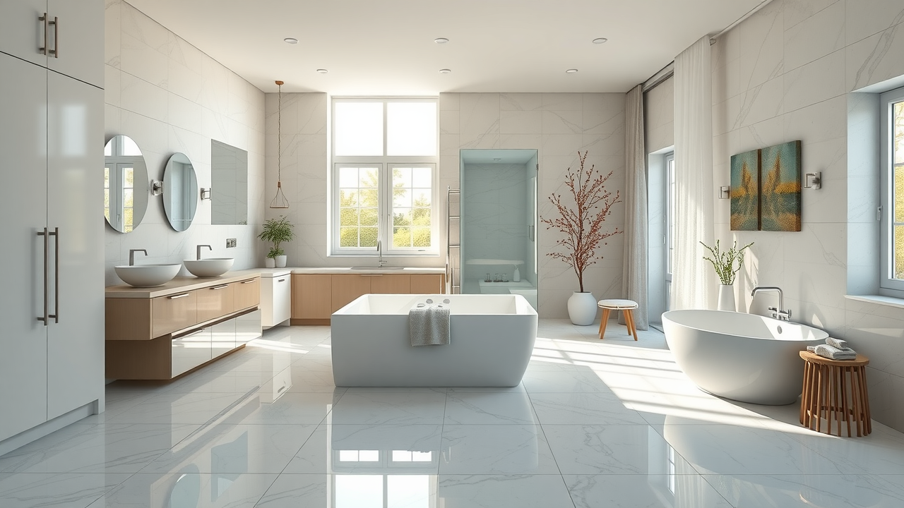 open kitchen and bathroom layout, kitchen and bath remodel Myrtle Beach, modern cabinetry, spa ambiance, seamless flooring, sunlight