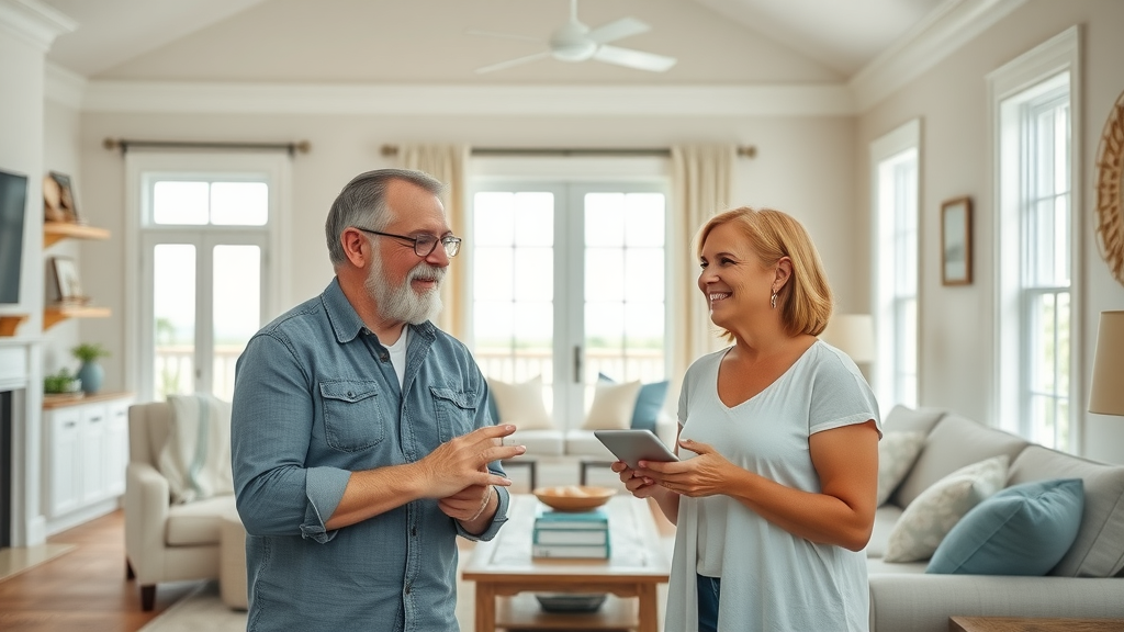 inviting coastal home homeowners discussing small remodeling projects pawleys island sc