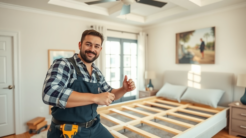 Professional handyman assembling a bed in Myrtle Beach SC - furniture assembly service north myrtle beach