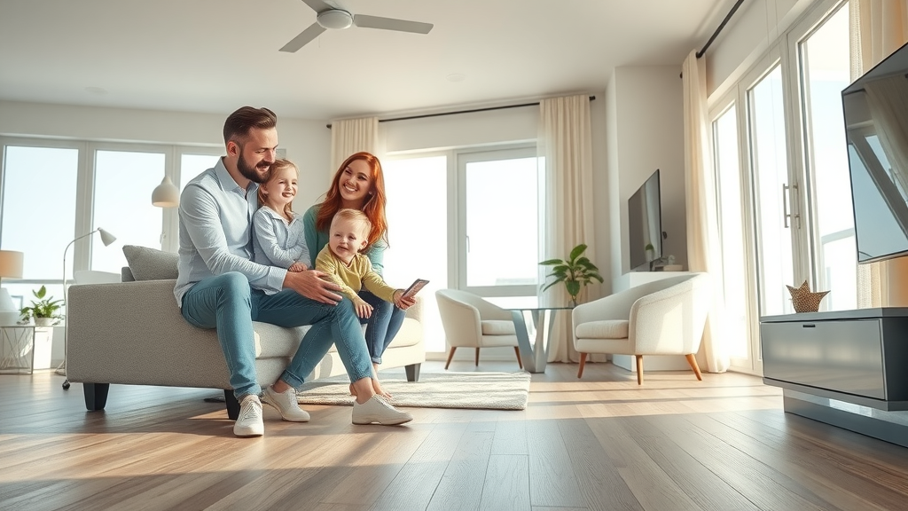 Myrtle Beach living room with family enjoying new luxury vinyl floor installation