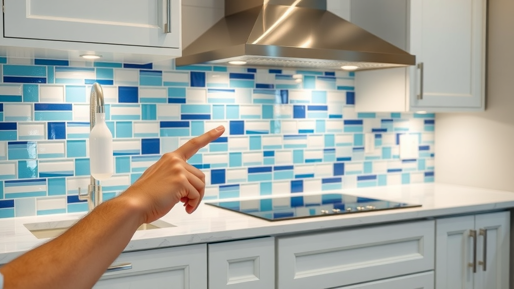 vibrant tile backsplash in modern Surfside Beach kitchen remodel