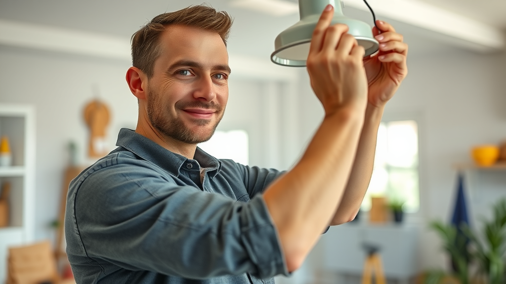 Professional handyman installing modern light fixture at Surfside Beach SC - handyman service home maintenance