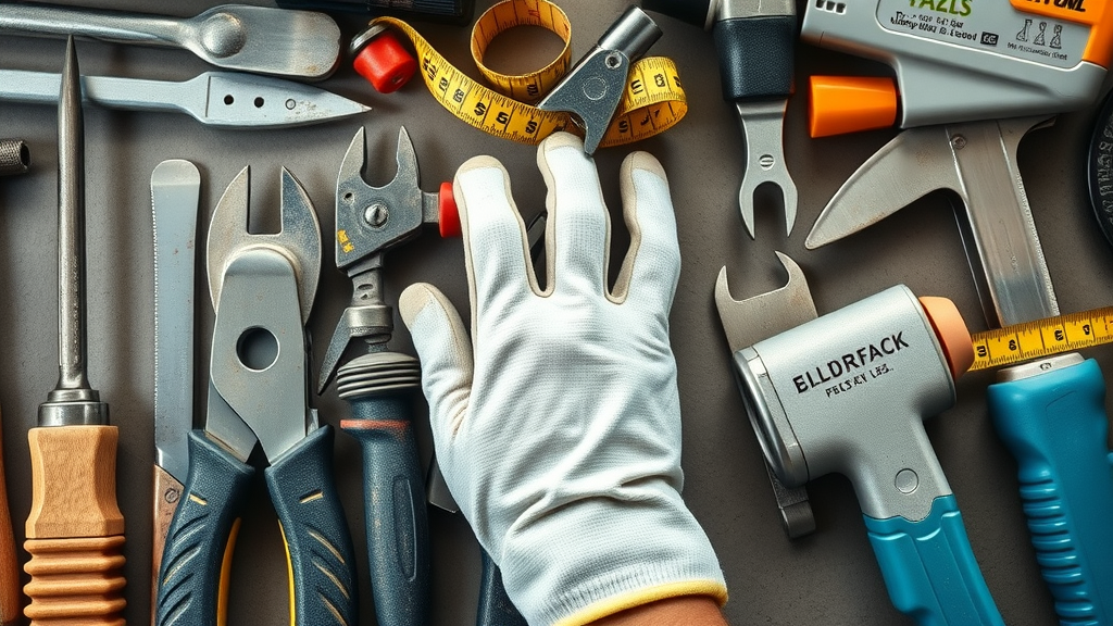 drywall repair tools in myrtle beach - Organized array of drywall repair tools used by professional handyman services in Myrtle Beach