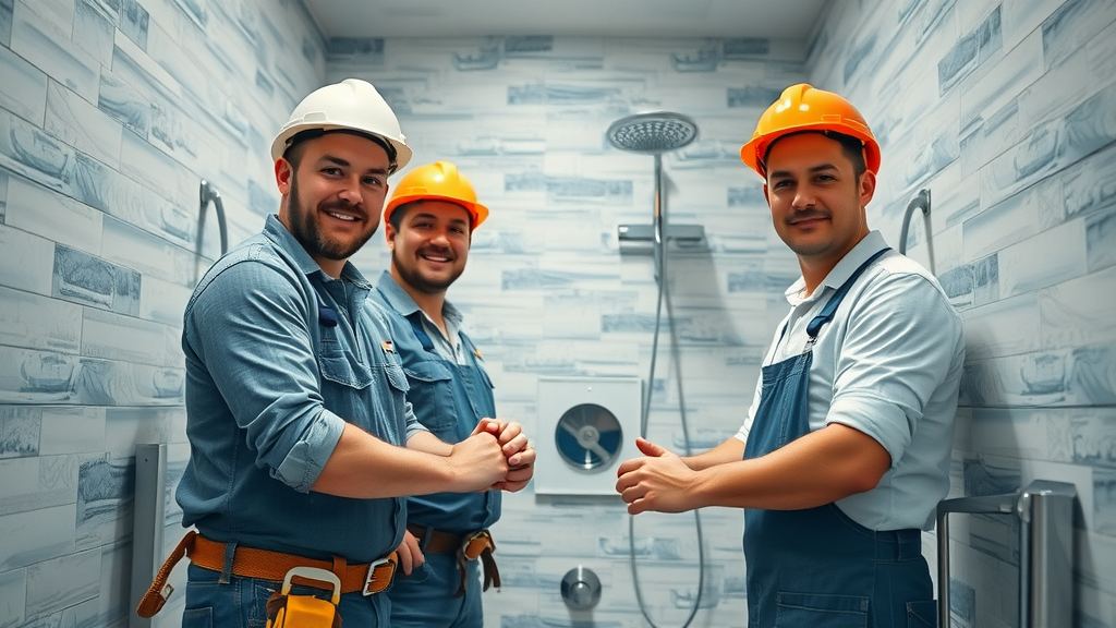 team of skilled contractors installing bathroom tiles and fixtures for home renovation in Surfside Beach SC