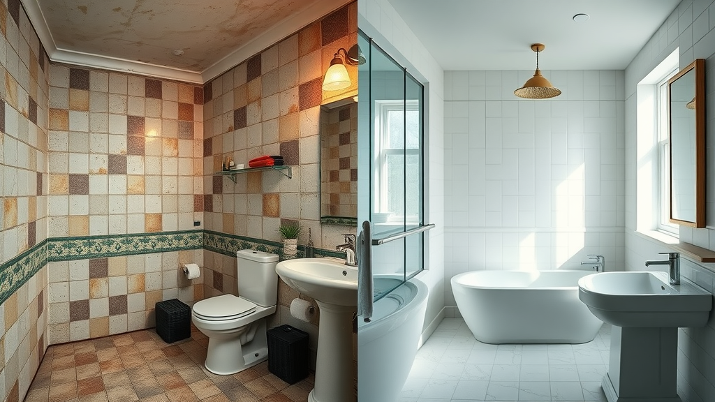 before and after photo showing bathroom transformation in Surfside Beach SC