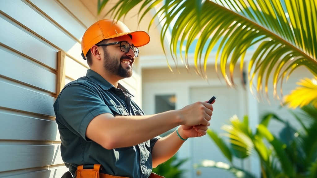 Handyman performing maintenance on a beachside home - handyman service in surfside beach