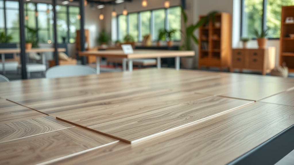Eco-friendly vinyl flooring options in a Surfside Beach SC showroom—samples showcasing water and scratch resistance
