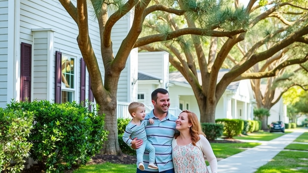 pawleys island sc neighborhood energy efficient window replacements, smiling family, curb appeal, live oaks, tranquil street