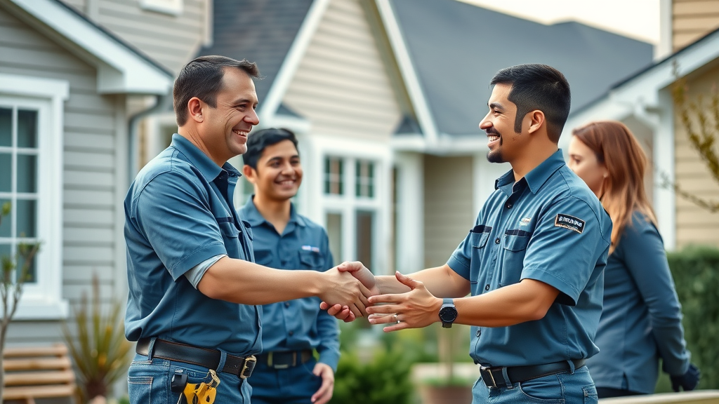 reputable window installation team, friendly professionals, shaking hands with homeowner, clean neighborhood, window installation &amp; replacement in pawleys island sc