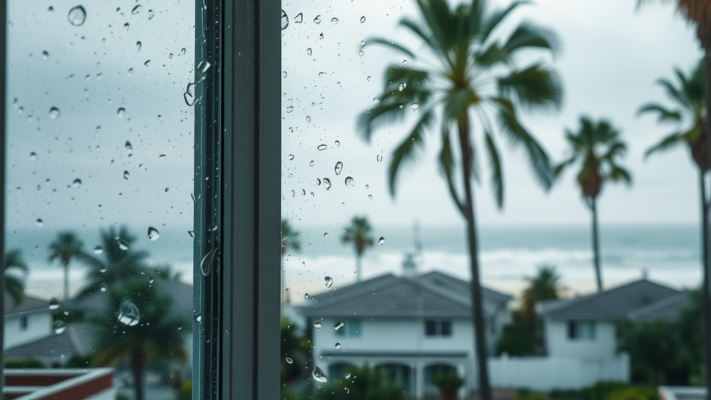 Stormy coastal weather testing durable window repair on Grand Strand home - glass repair &amp; replacement